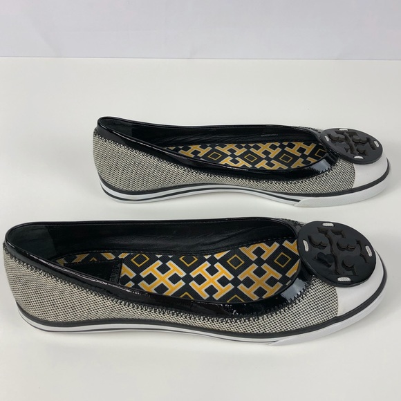 Tory Burch Blk&Wht Textile Ballet Flat Sneakers! - Picture 3 of 8